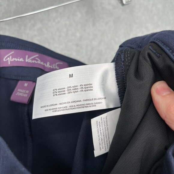 Gloria Vanderbilt Wide Leg Point Crop Pant Size M Navy Blue Pull On Pockets NEW - Picture 8 of 14